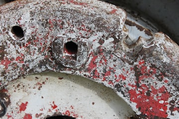 Close-up of pitting on a brake component