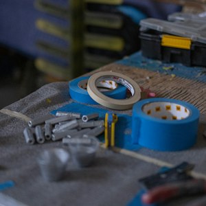 Masking tape and tools laid out